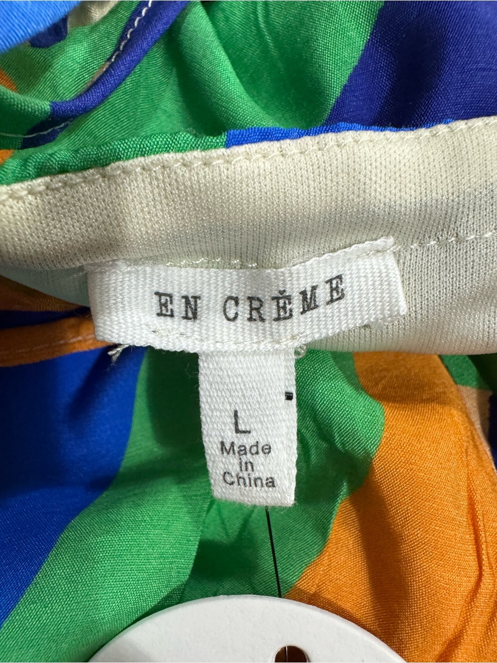 EN CRÈME Colorblock Dress in Green, Blue & Orange - Picture 7 of 8